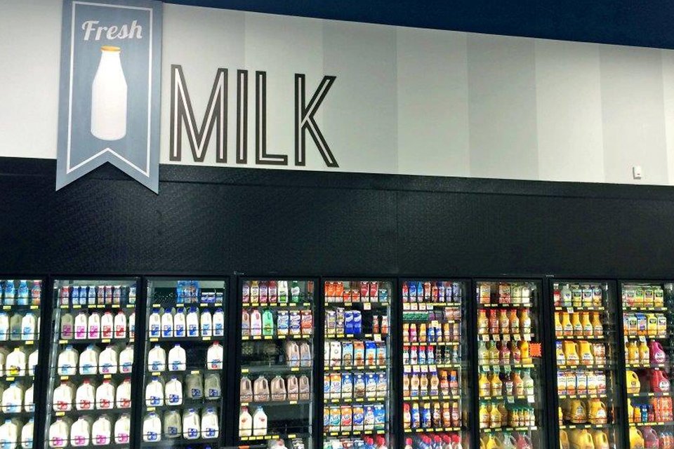 piggly wiggly milk interior printed graphics