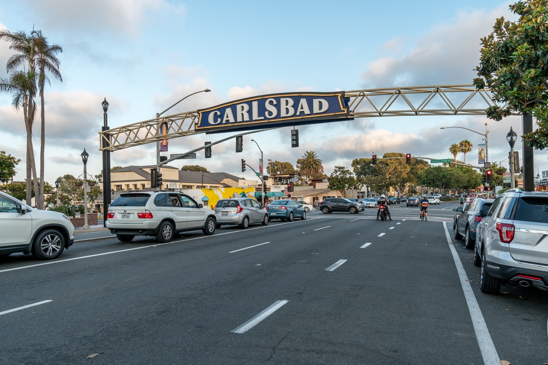 Shot of carlsbad archway from street