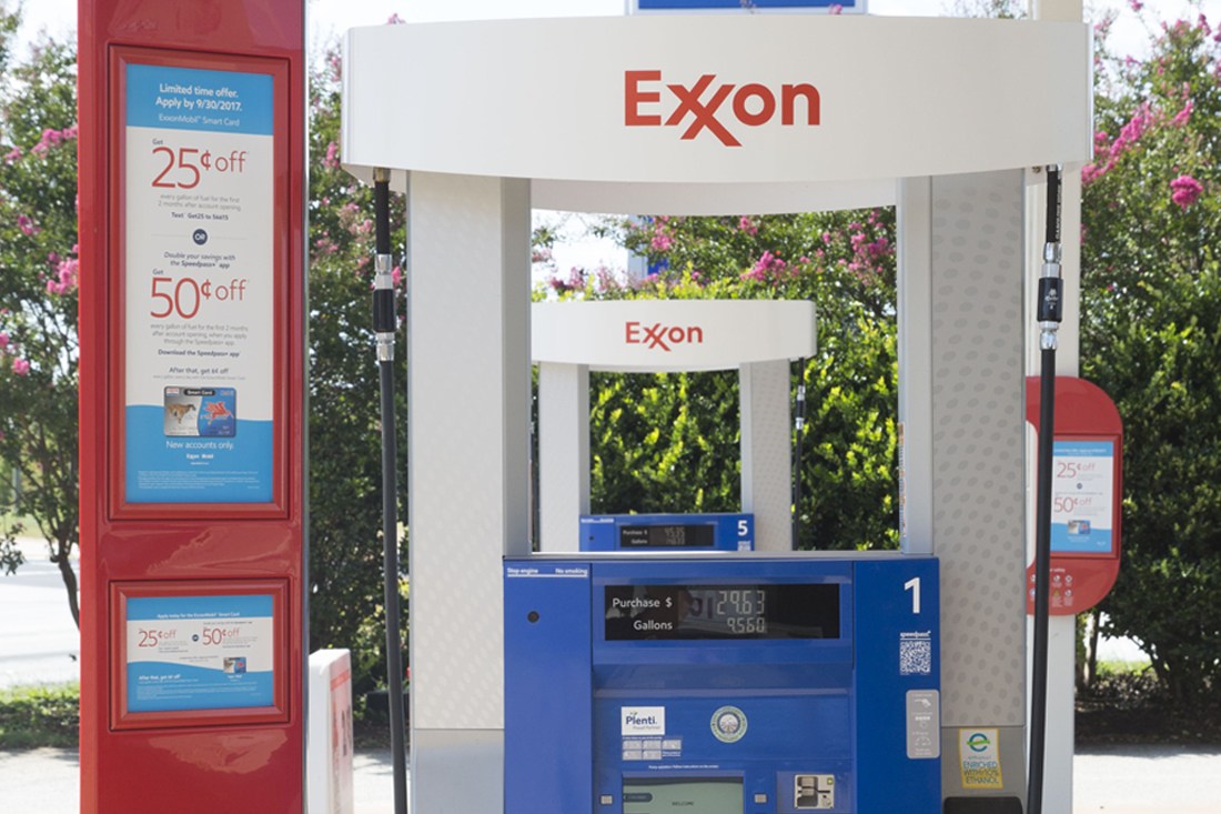 Closeup of Exxon dispenser graphics