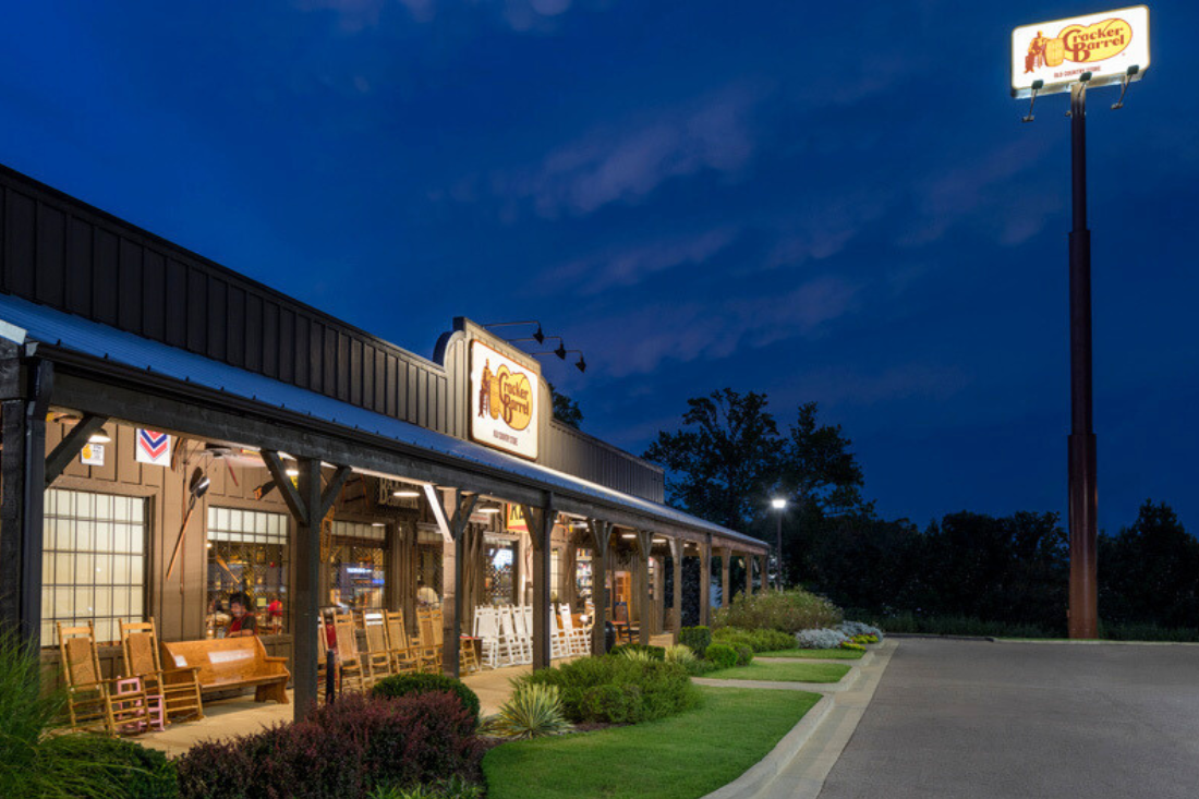 Cracker Barrel - Header image showing exterior building sign and pylon sign