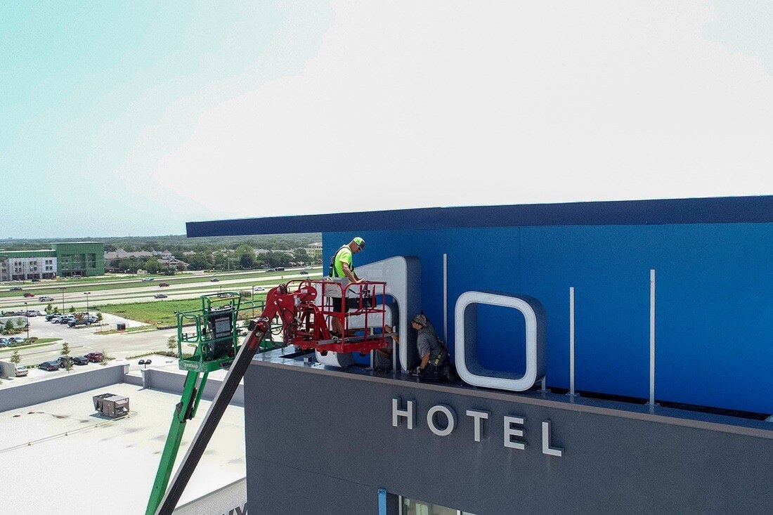 aloft channel letters installation