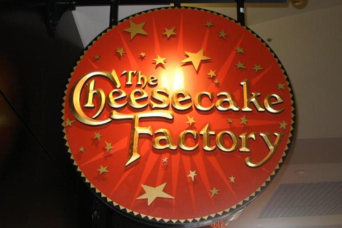 Cheesecake Factory channel letters on front of building