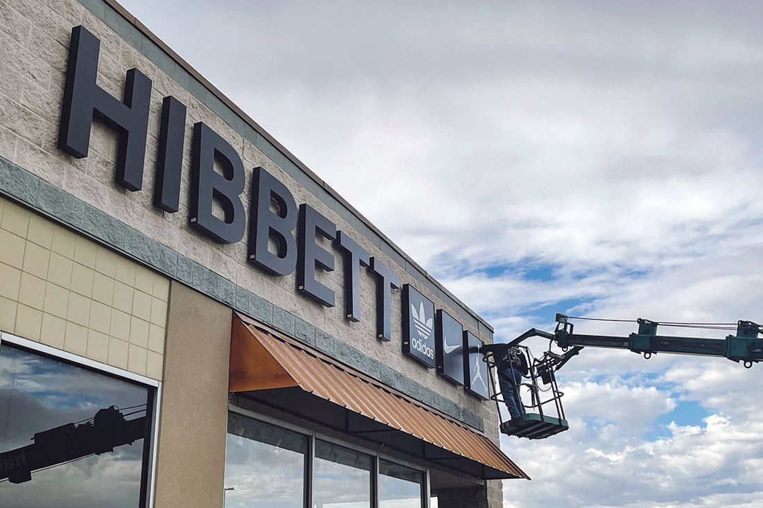 Hibbett sporting goods signage and installation