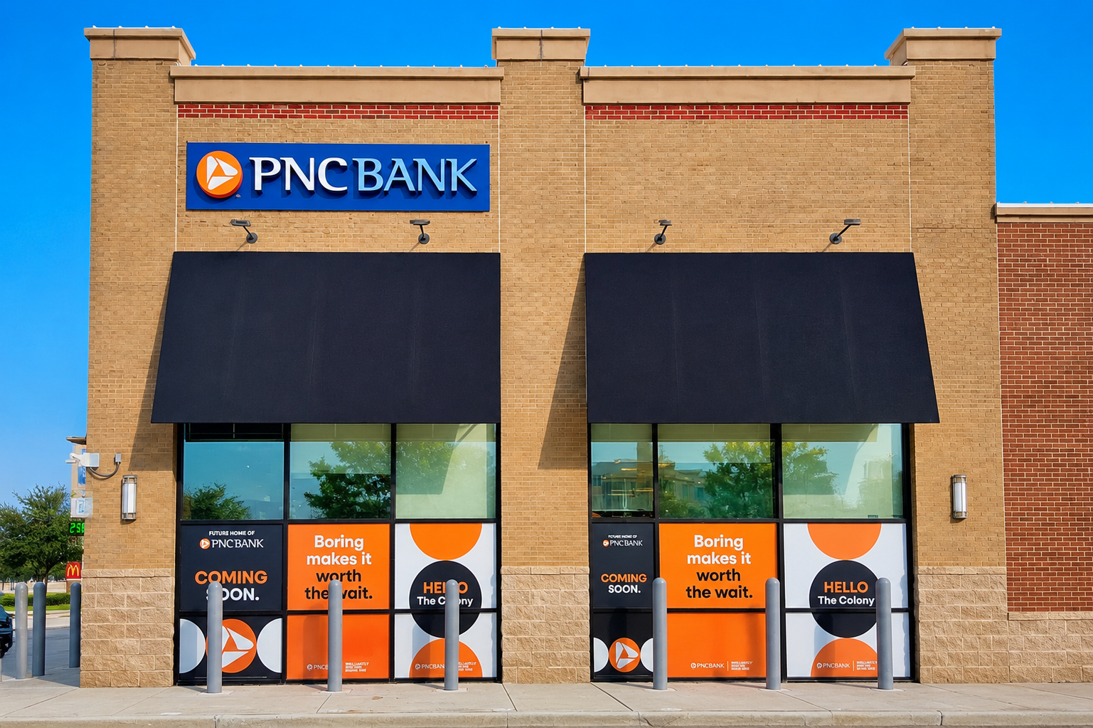PNC Bank Exterior Signage with Window Graphics
