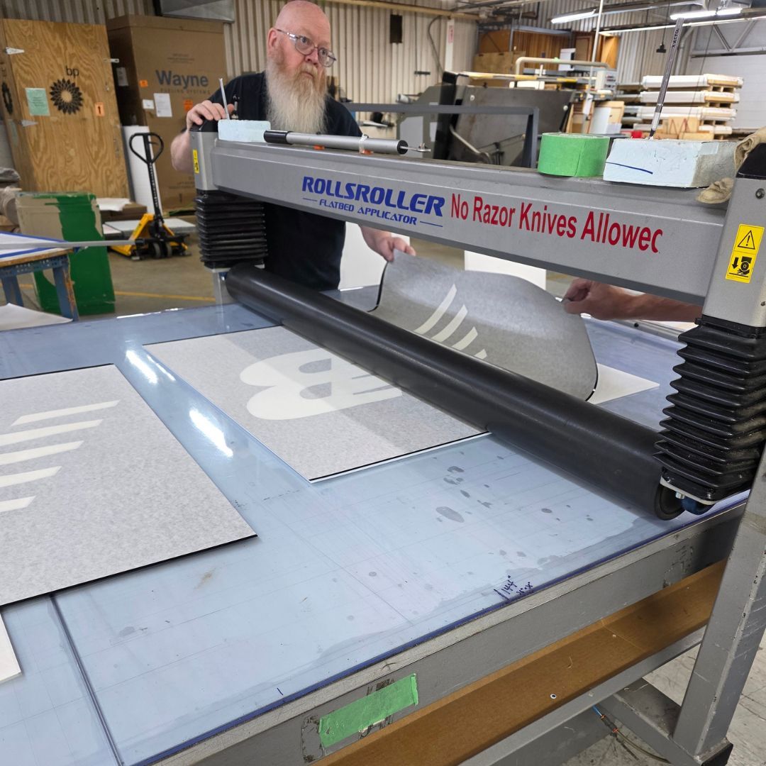 Hibbett vinyl application in process