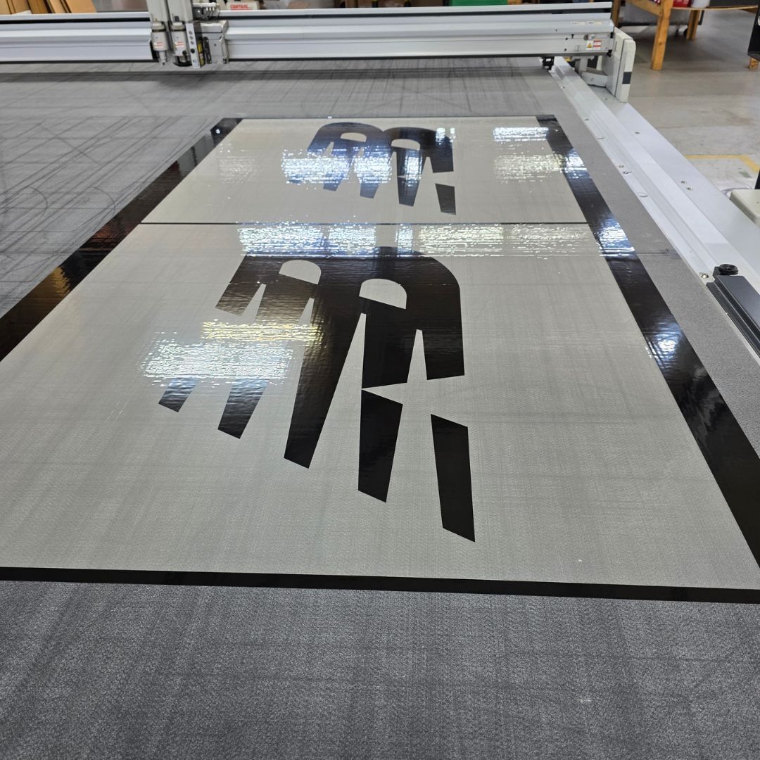 Hibbett, zund vinyl cutting in process