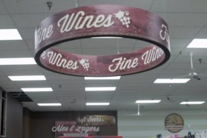 piggly wiggly hanging circular interior printed graphic