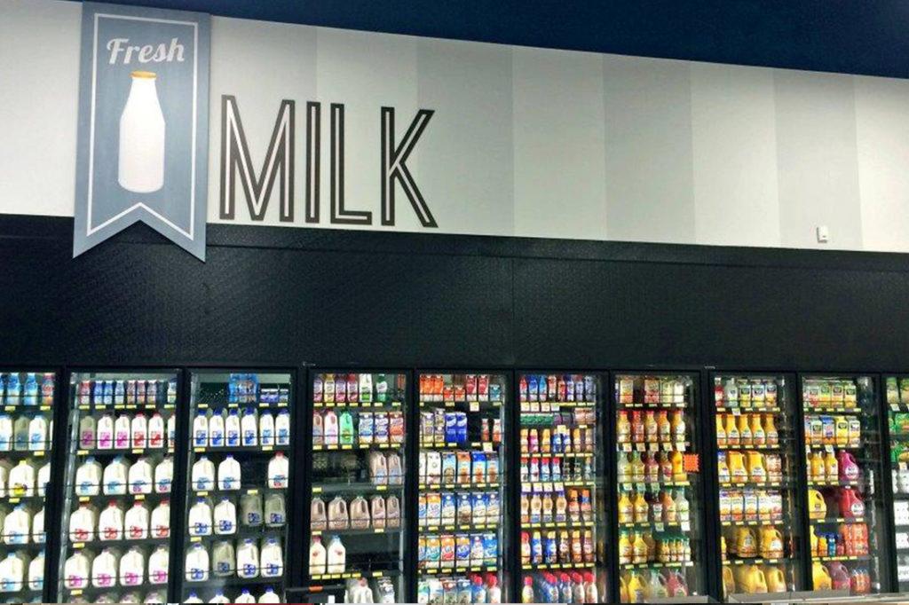 piggly wiggly milk interior printed graphics