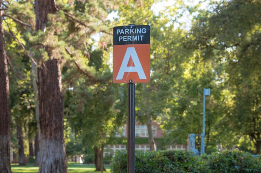 university of the pacific parking permit sign