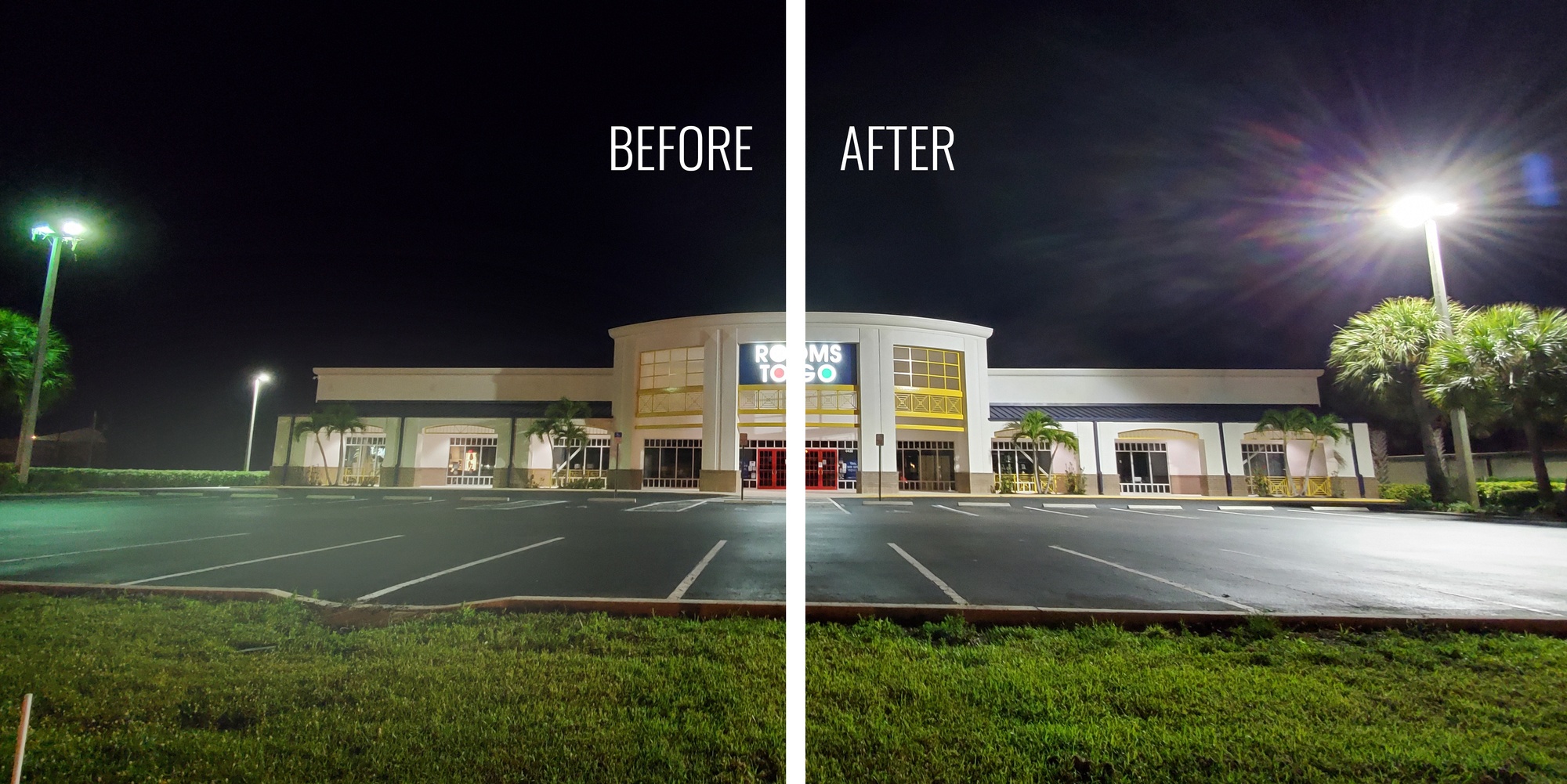 before and after LED lighting